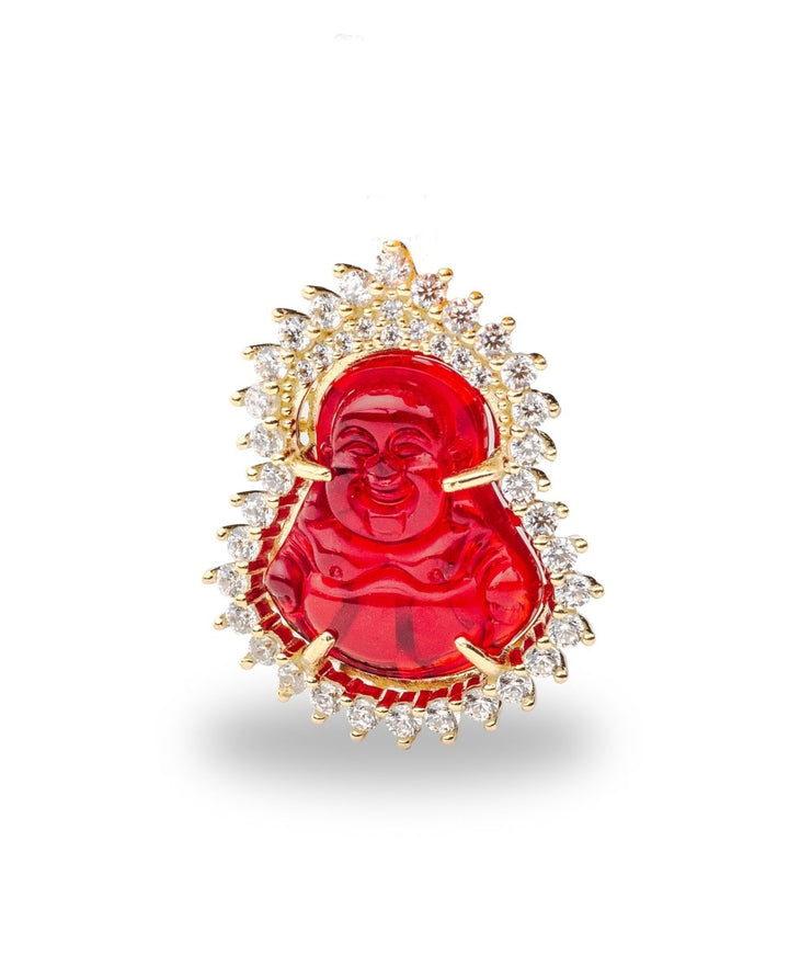 Red Fancy Buddha 14K Gold Pendant - Dia Jewelry Store