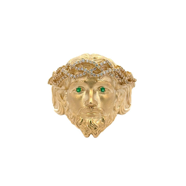 Fancy Jesus Face Ring with Cubic Zirconia - Dia Jewelry Store