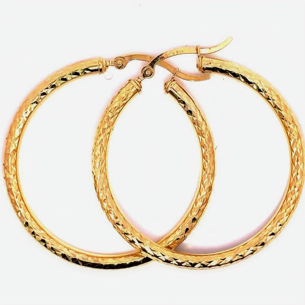 Diamond Cut Round Hoop Earrings in 14K Gold - Dia Jewelry Store