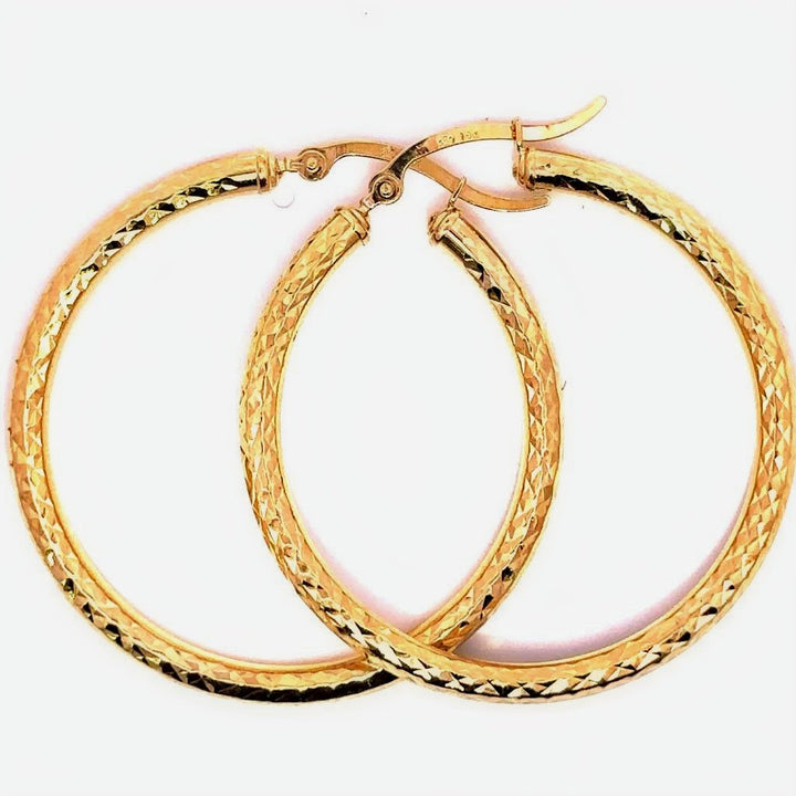 Diamond Cut Round Hoop Earrings in 14K Gold - Dia Jewelry Store