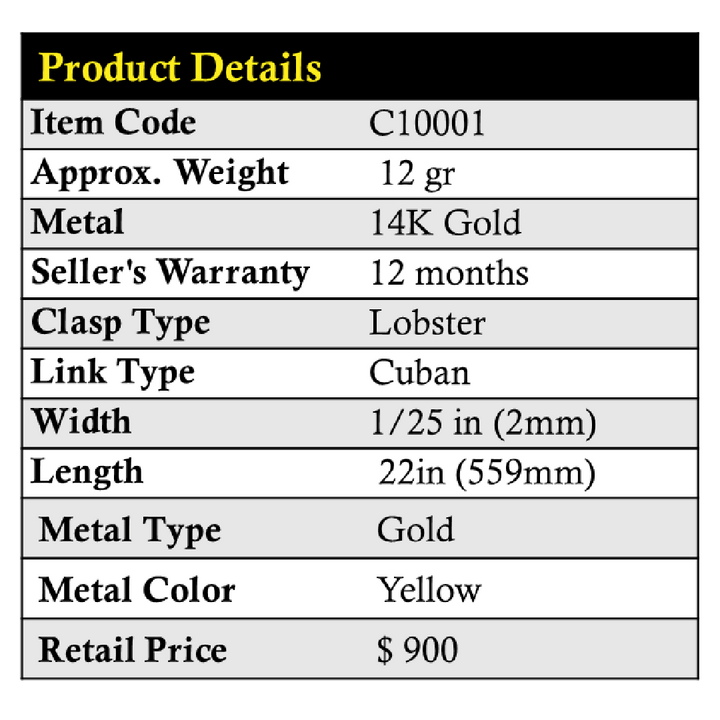 Box Chain 14K Gold - Dia Jewelry Store